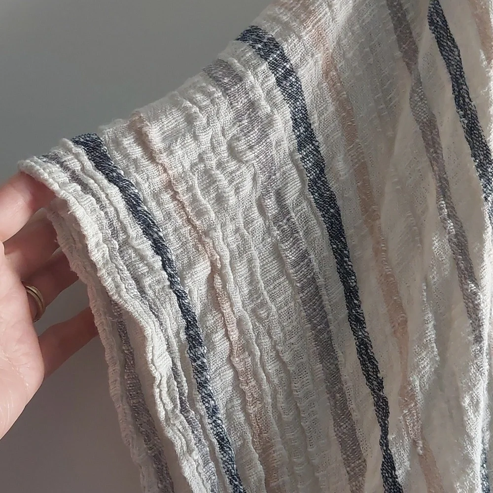 American Eagle Gauzy Cotton Lightweight Neutral Stripe Kimono